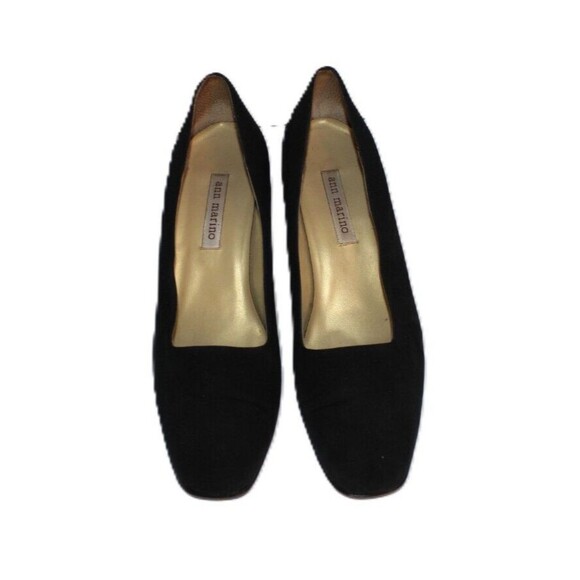 Ann Marino Pump Classic Black Fabric Square Toe Slip On Size 9 1/2M - Picture 3 of 10